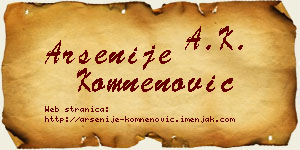 Arsenije Komnenović vizit kartica